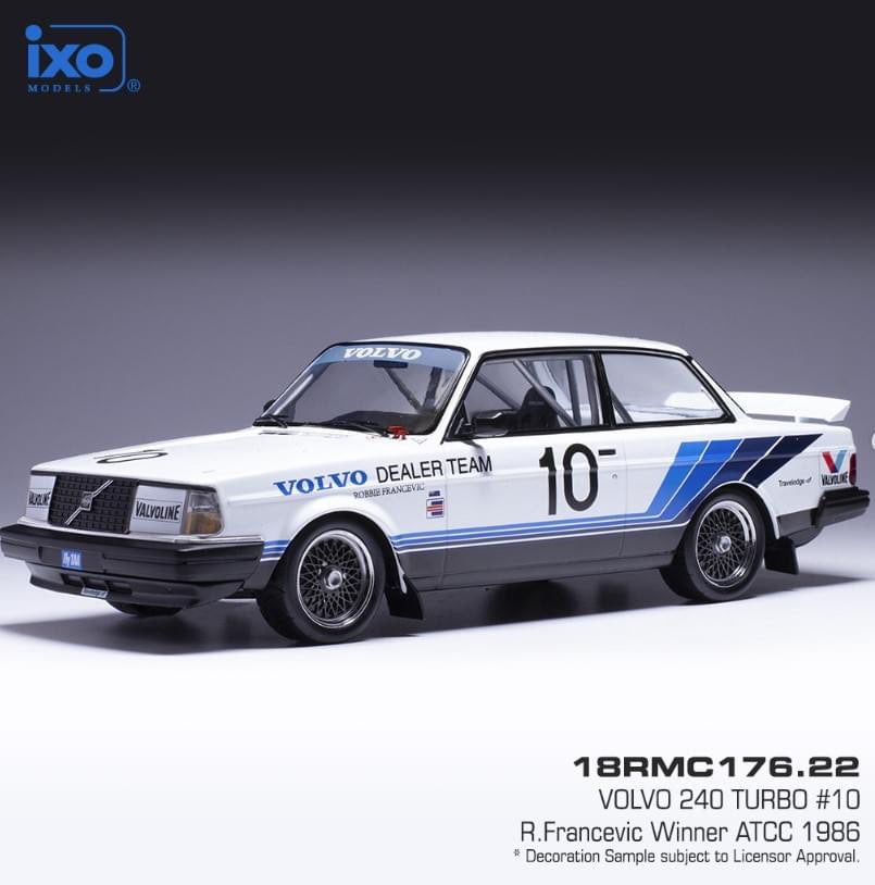PRE ORDER - 1:18 Volvo 240 Turbo #10 Volvo Dealer Team R. Francevic 1986 ATCC Winner (18RMC176.22)