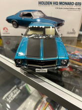 Load image into Gallery viewer, 1:18 Holden HQ GTS 350 Monaro Coupe Aquamarine / Black Stripes (18335)
