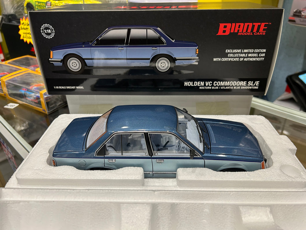 1:18 Holden VC Commodore SL/E Nocturn Blue Over Atlantis Blue