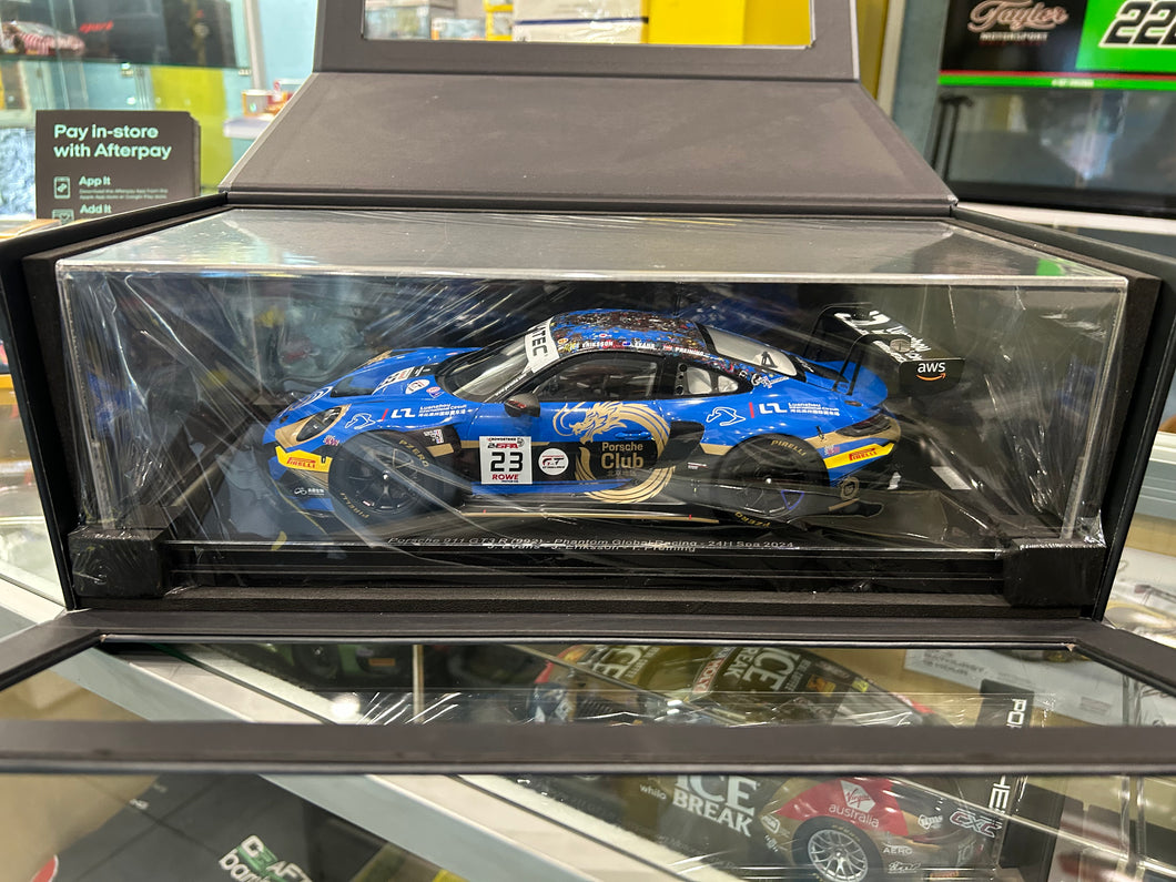 🟠 PRE ORDER - 1:18 Porsche 911 GT3 R (992) 2024 Spa 24 Hour #23 Phantom Global Racing J. Evans – J. Eriksson – T. Preining (18SB078)